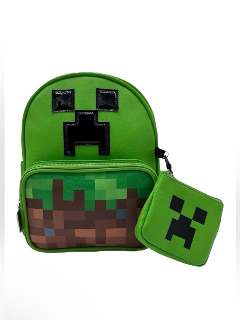 Minecraft Creeper Mini Dome Backpack and Attachable Coin nwt